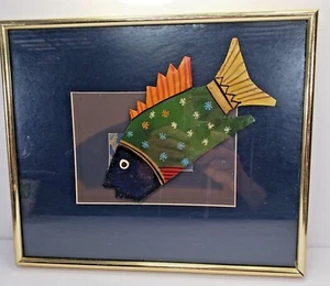Lawrence Unlimited Whimsy Fish Cut Out Folk Art Framed 8X10 - Picture 1 of 4