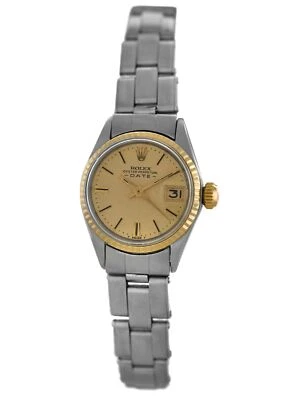 Rolex Oyster Perpetual 6517 Champagne Dial Date Gold Steel 25MM Ladies' Watch - Image 1 of 4