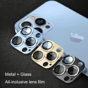 Metal Camera Lens For iPhone 16E 16 15 14 13 12 11 Pro Max Tempered Glass Cover - Picture 1 of 22