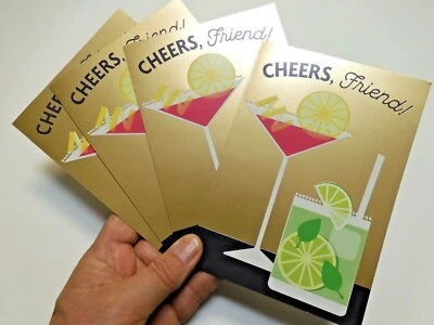 4 Cards Hallmark Heartline Happy New Year CHEERS Friend A Splash of Fun