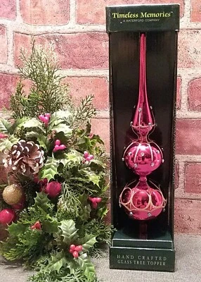 Vtg2003 Waterford Timeless Memories Hand Crafted Red Glass Christmas Tree Topper - Image 1 of 4