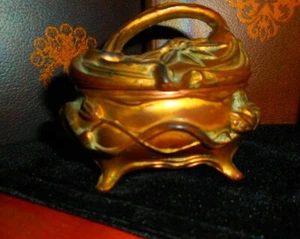 Vintage Miniature Metal Cask Trinket Box 3.5" x 2 3/4" - Picture 1 of 4