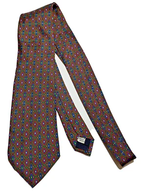 Corbata con estampado de foulard de seda italiana fina BRIONI - verde, rojo, azul, amarillo - clásica Foto 1 de 4