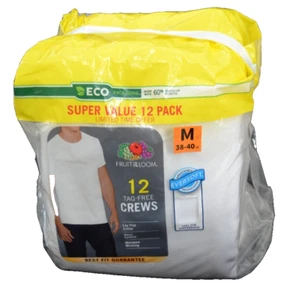 Fruit of the Loom Men's Tag Free Crew T-Shirt Medium 38-40 White 12 Pack NIP - Picture 1 of 5