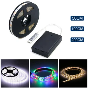 Battery Powered LED Strip Light 3528 SMD Tape with Battery Box white RGB 0.5M-2M - Picture 1 of 6