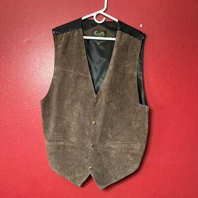 Scully Genuine Leather Vest Men 2XL Brown Snap Western Cowboy Ranch Classic - NW - Image 1 of 4