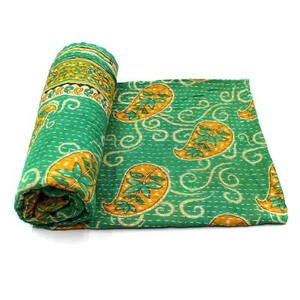 Vintage Kantha Quilt Indische Handarbeit Baumwolle Tagesdecke Sashiko Überwurf Decke e - Bild 1 von 5
