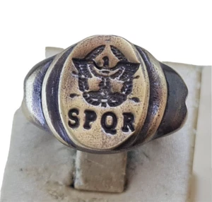 Anillo Legio IX SPQR Estilo Romano Hecho a Mano Bronce Vintage Aspecto Antiguo - Imagen 1 de 5