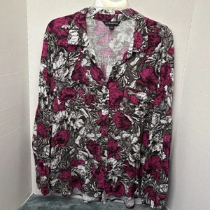 Damen XXL 2X Rock & Republic Floral LS Knopf Bluse - Bild 1 von 9
