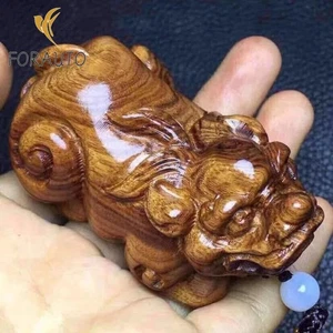 Huanghua Pear Wood Arts and Crafts Zhaocai Pixiu Solid Wood Carving Ornament - Picture 1 of 4