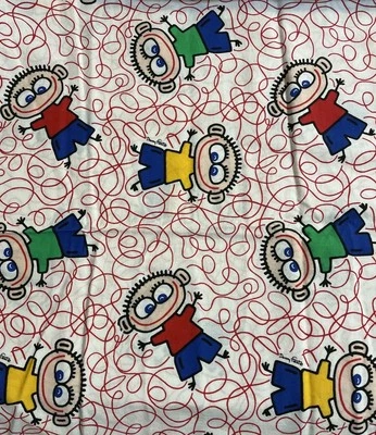 Vintage Danny First Scribble Kids Spectrix Cotton Fabric 1990 Colorful 1.5 Yards - Image 1 of 4