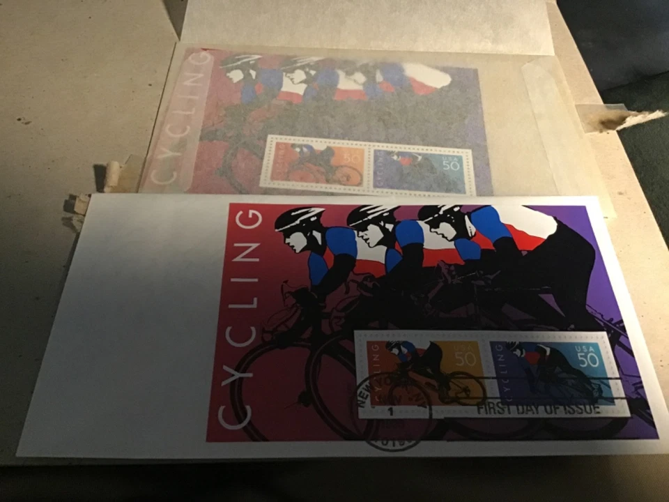 CYCLING 1st Day Cover & Souvenir Sheet of 2 MNH Stamps (Scott's # 3119)From 1996 - Image 1 of 1