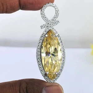 15 Ct Treated Pear Cut Champagne Color Diamond Pendant In 925 Silver Certified - Picture 1 of 6