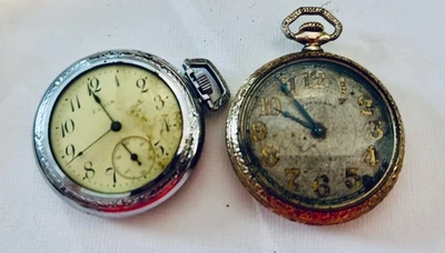 Lot of 2 Vgt Non Working Pocket Watches  for Parts  or Repair Elgin & Standard - Image 1 of 4