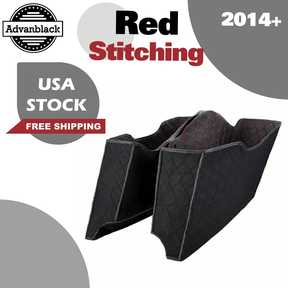 Красная шовная подкладка подходит для оригинальной седельной сумки Harley CVO сужающийся низ 2014+ - Изображение 1 из 4