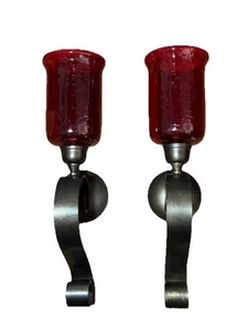 Par de apliques de pared de velas Joselyn bronce/rojo 17" Uttermost - Imagen 1 de 5