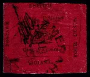 British Guiana 1856 4c Black on Magenta Demerara CDS SG 24 GU Cat. £25,000.00 - Picture 1 of 2