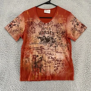 Cactus Bay Y2K Top Womens Large Artsy Western Equestrian Graphic USA Made - Picture 1 of 11