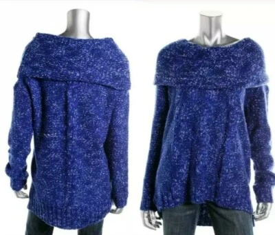 ⭐Kensie Navy BLUE Multi Color Knit Marled Cowl Neck Tunic Sweater ~ M M3020  - Image 1 of 4