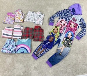 Girls Pajama Sets Size 10/12 Lot 11 Items PJs Rainbow High Old Navy Cat & Jack - Picture 1 of 14