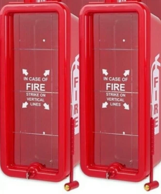 LPI ✅🔥🧯(2-PACK) NEW 5lb. FIRE EXTINGUISHER CABINET WITH PLEXI GLASS, LOCK & HAMMER