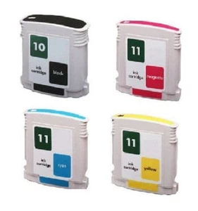 4 X Ink for HP No. 10 +11 Designjet 100 110 Plus Officejet 9110 9120 9130 Set - Zdjęcie 1 z 1
