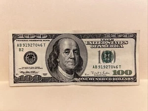 Series 1996 ~ US One Hundred Dollar Bill Note $100 ~ New York AB 91927046 T - Picture 1 of 3