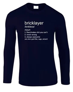 Bricklayer Men's Long Sleeve T-Shirt Builder Bricky Work Job Gift Joke Birthday - Picture 1 of 4
