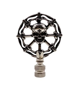 Holiday/Halloween Lamp Finial-SKULL&DAGGERS-Antique Silver w/SN Base - Picture 1 of 10