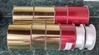 10 Spools Indoor/Outdoor Christmas Ribbon Gold, Red, White  - Image 1 of 4