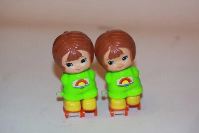 1979 年 TOMY 发条玩具 3 英寸儿童长轮滑女孩 - 批量 2 件! — 第 1/3 张图片