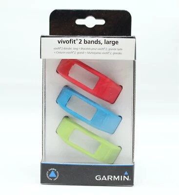 NUEVO Garmin Vivofit 2 Bandas Grandes Surtidas Rojo Azul Verde Paquete de 3 Nuevo en Caja Correa de Reloj - Imagen 1 de 4