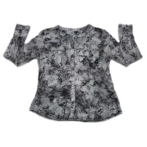 Camisa Dana Buchman Grande Patrón Piel de Serpiente Abotonada Elegante Manga Larga  - Imagen 1 de 9