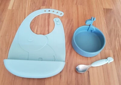 Baby Lätzchen, Löffel, Teller aus Silikon, done by deer, unbenutzt - 3 TEILIG - Bild 1 von 3