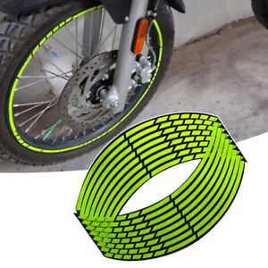 17-19" Green Motorbike - Reflective Rim Tape Wheel Sticker Trim Motorcycle BD