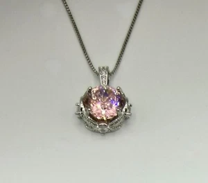 Beautiful 18kt White Gold Filled 10 ct Lab Created Pale-Pink Diamond Pendant - Picture 1 of 6