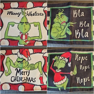 Grinch Christmas Pillow Case Cushion Cover Linen Throw Sofa Decor 19x11in 4pk - Picture 1 of 5
