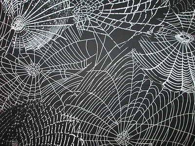                           SPIDERWEB SPIDER WEBS LRG WHITE BLACK COTTON FABRIC FQ - Image 1 of 3