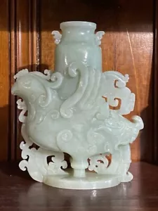 Vogelvase aus geschnitzter Jade - Bild 1 von 12