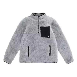 Hurley Boys Sherpa Cozy Quarter-Zip Jacket, Gray, Choose Size, NEW with Tags - Picture 1 of 8