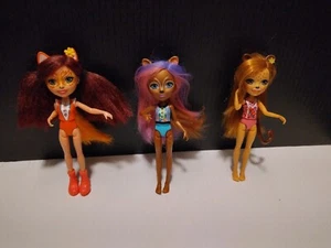 (3) ENCHANTIMAL Dolls Fox, Squirrel & Cheetah( No Pets & No Shoes on 2) - Picture 1 of 7