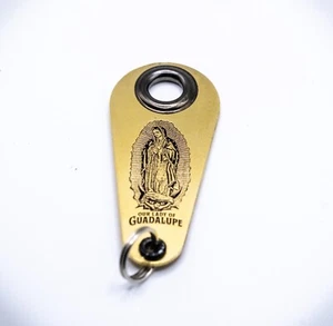 Our Lady of Guadalupe Brass Engraved Motorcycle Gremlin Bell Hanger Biker Gear - Bild 1 von 7