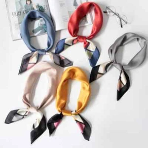 UK SELLER Silky Neckerchief Square Scarf Head Wrap Bandana Hair Accessory 70cm - Picture 1 of 7