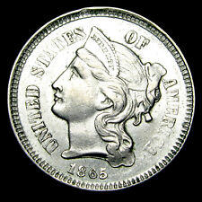 1865 Copper Nickel Three Cent Piece 3cp --- Gem BU++ Condition Coin   -- #Q389