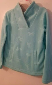 Girl's Fleece Pullover Green with Unicorn Embossed Pattern Size 4-5 XS - Picture 1 of 4