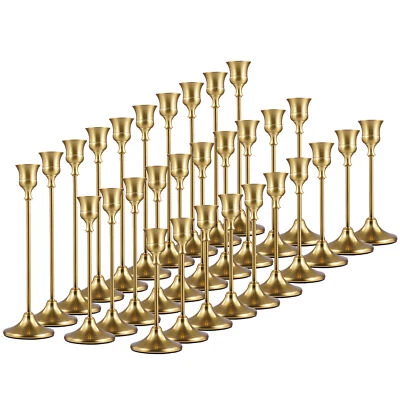 CUTEVER 12Pcs/30Pcs Bronze/Black Taper Candle Holder Brass Gold Tall Candlestick Holders