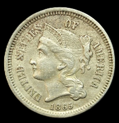 1865 3CN Three Cent Nickel- Choice AU- SMH1100 - Image 1 of 4