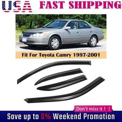 Para Toyota Camry 1997-2001 sedán viseras de ventana ventilación protectores de lluvia viento  Foto 1 de 4