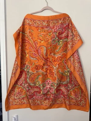 Lauren Ralph Lauren Vintage Silk Scarf Paisley Orange Scarf 34x34 - Image 1 of 4