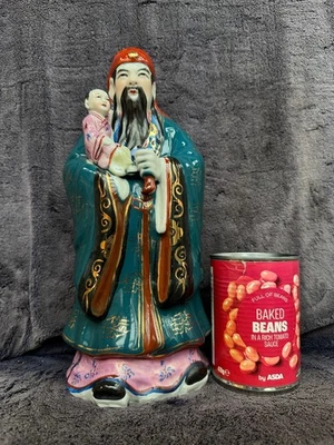 Large 12" 30cm Vintage Chinese Porcelain Holy Spirit Man Buddha Figurine - Image 1 of 4
